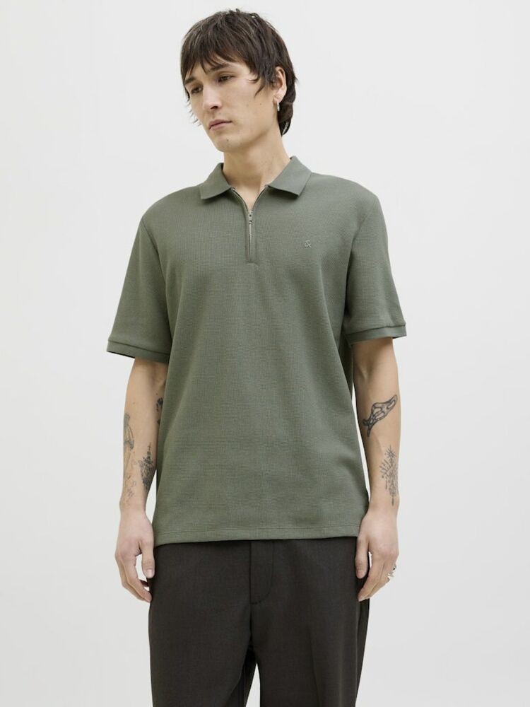 Jack Jones Austın Zıp Fermuarlı Polo Yaka Erkek Tişört 12279177 - 2