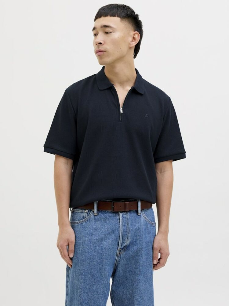 Jack Jones Austın Zıp Fermuarlı Polo Yaka Erkek Tişört 12279177 - 3