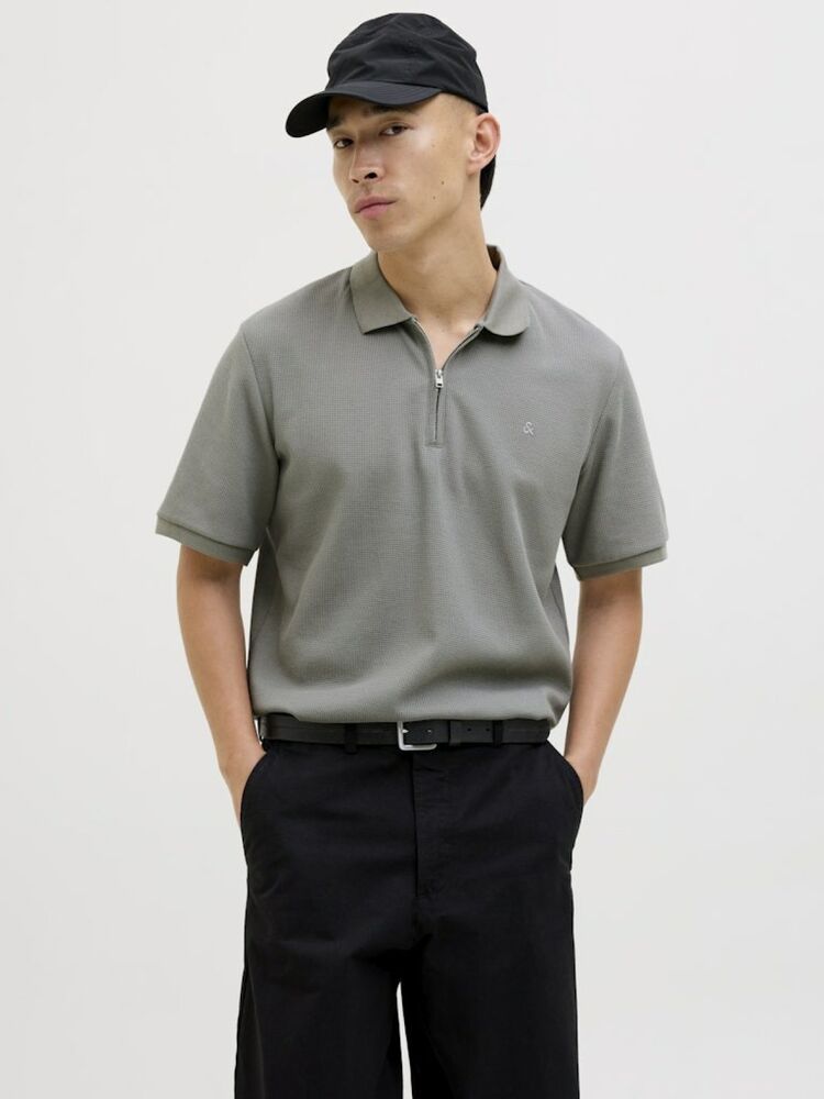 Jack Jones Austın Zıp Fermuarlı Polo Yaka Erkek Tişört 12279177 - 2