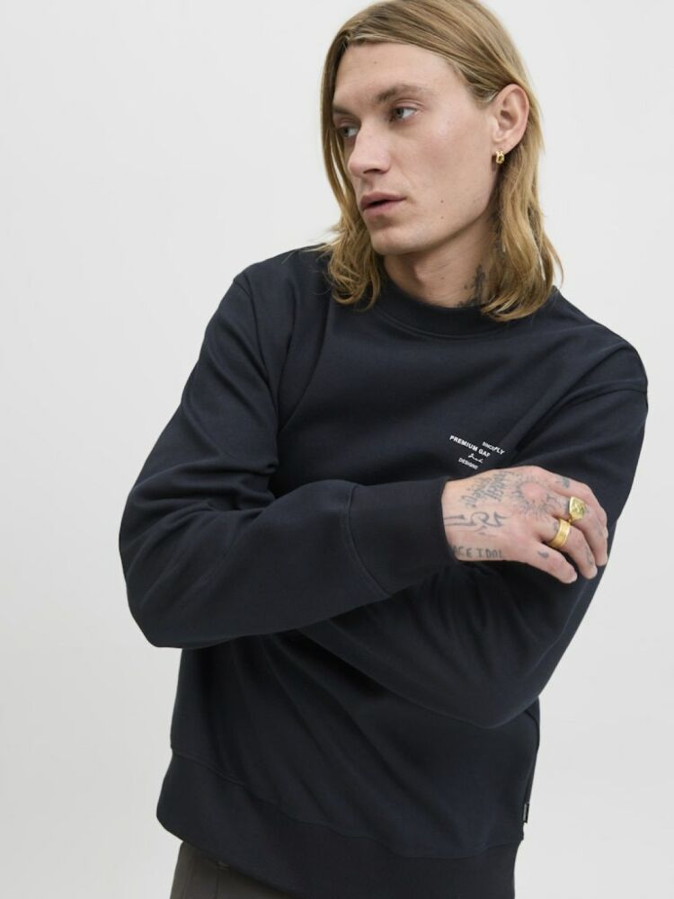 Jack Jones Blachad Brandıng Bisiklet Yaka Erkek Sweat 12261386 (1)