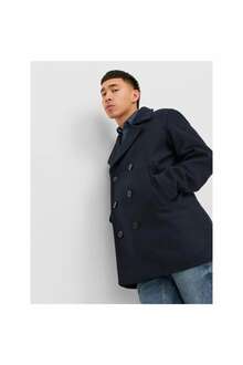 Jack Jones Blucaptaın Wool Pea Coat Erkek Kaşe Kaban 12239479 - 2