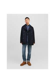 Jack Jones Blucaptaın Wool Pea Coat Erkek Kaşe Kaban 12239479 - 5