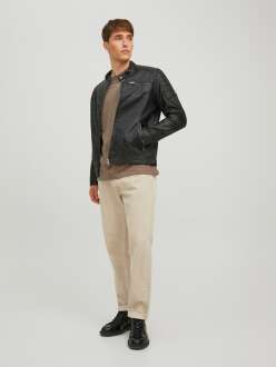 Jack Jones Htano Erkek Suni Deri Ceket 12182192 - 4
