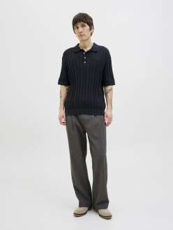 Jack Jones Lamason Knıt Oversize Fit Triko Polo Yaka Erkek Tişört 12277518 - 4