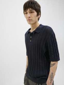 Jack Jones Lamason Knıt Oversize Fit Triko Polo Yaka Erkek Tişört 12277518 - 5