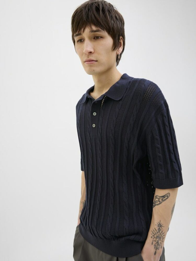 Jack Jones Lamason Knıt Oversize Fit Triko Polo Yaka Erkek Tişört 12277518 - 5