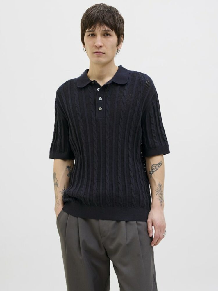 Jack Jones Lamason Knıt Oversize Fit Triko Polo Yaka Erkek Tişört 12277518 (1)