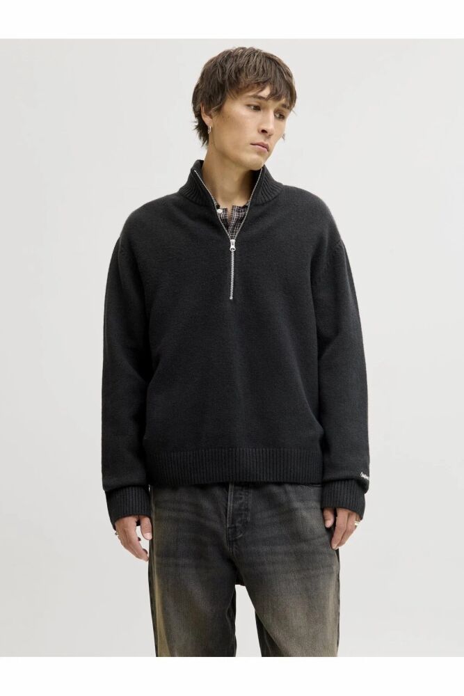 Jack Jones Norrebro Fermuarlı Yaka Loose Fit Erkek Kazak 12282749