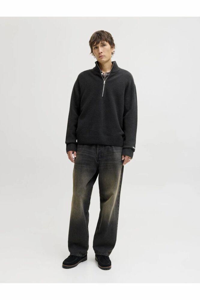 Jack Jones Norrebro Fermuarlı Yaka Loose Fit Erkek Kazak 12282749 (1)