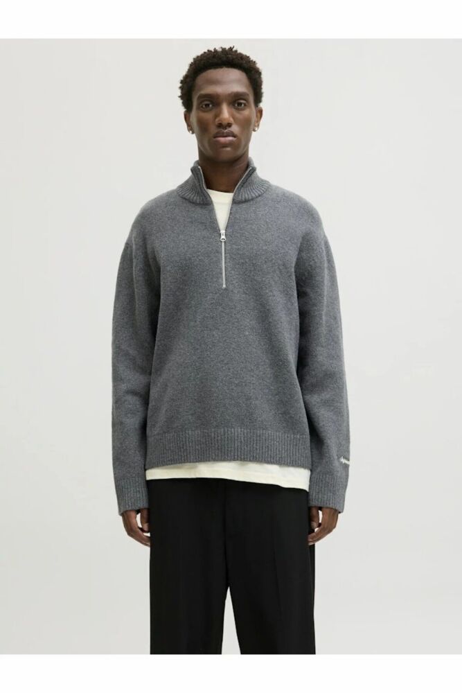 Jack Jones Norrebro Fermuarlı Yaka Loose Fit Erkek Kazak 12282749