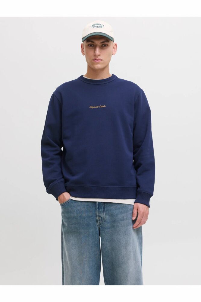 Jack Jones Norrebro Relax Fit Bisiklet Yaka Erkek Sweat 12282893