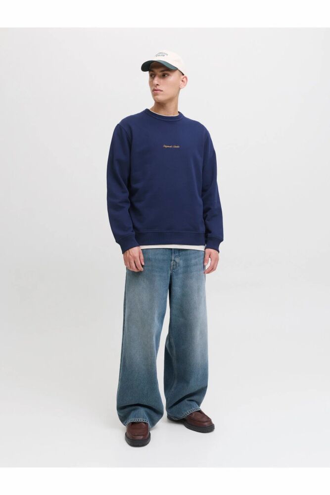 Jack Jones Norrebro Relax Fit Bisiklet Yaka Erkek Sweat 12282893 (1)