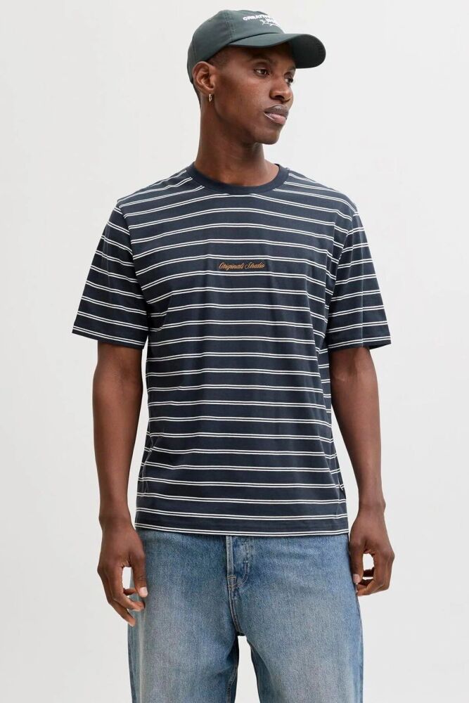 Jack Jones Norrebro Strıpe Çizgili Relax Fit Erkek Tişört 12291021