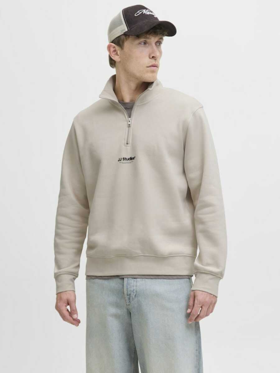 Jack Jones Soho Relax Fit Yaka Fermuarlı Erkek Sweat 12278793
