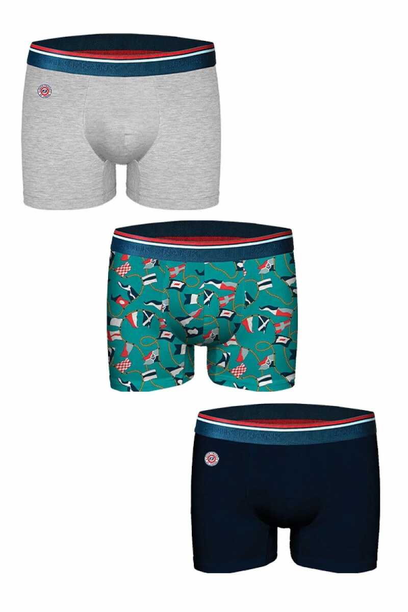 John Frank Three Pack Marın Erkek Boxer JF3BM12