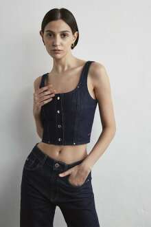 Mai Lenı Dark Blue Icon Kadın Jean Gömlek 1210991-89425 - Mavi (1)