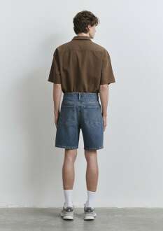 Mav iHouston Street Indigo Mavisi Loose Normal Bel Düz Paça Erkek Jean Şort 0410672-89805 - 4