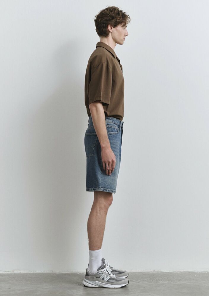 Mav iHouston Street Indigo Mavisi Loose Normal Bel Düz Paça Erkek Jean Şort 0410672-89805 - 5