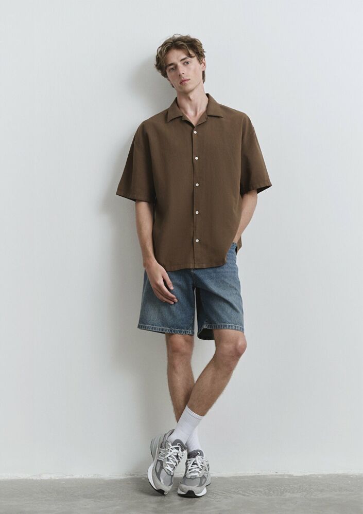 Mav iHouston Street Indigo Mavisi Loose Normal Bel Düz Paça Erkek Jean Şort 0410672-89805