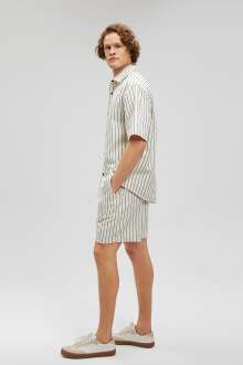 Mavi Açık Bej Çizgili Erkek Gömlek 0210879-70055 - Mavi (1)