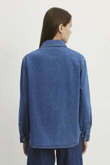 Mavi Alesta Dark Brushed Classic Denim Kadın Jean Gömlek 1210780-87096 - 4