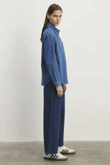 Mavi Alesta Dark Brushed Classic Denim Kadın Jean Gömlek 1210780-87096 - 5