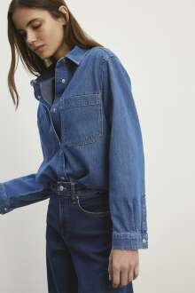 Mavi Alesta Dark Brushed Classic Denim Kadın Jean Gömlek 1210780-87096 - Mavi (1)