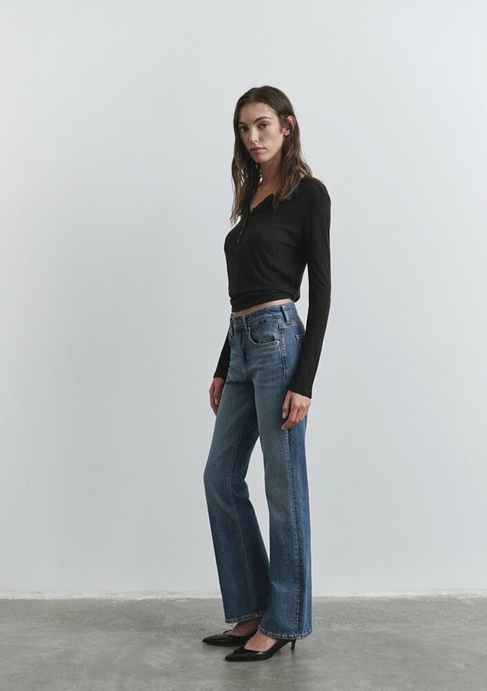 Mavi Alina Iconic Puslu Indigo Mavisi Flare Bootcut Normal Bel İspanyol Paça Kadın Jean Pantolon 1012577-90538 - 2