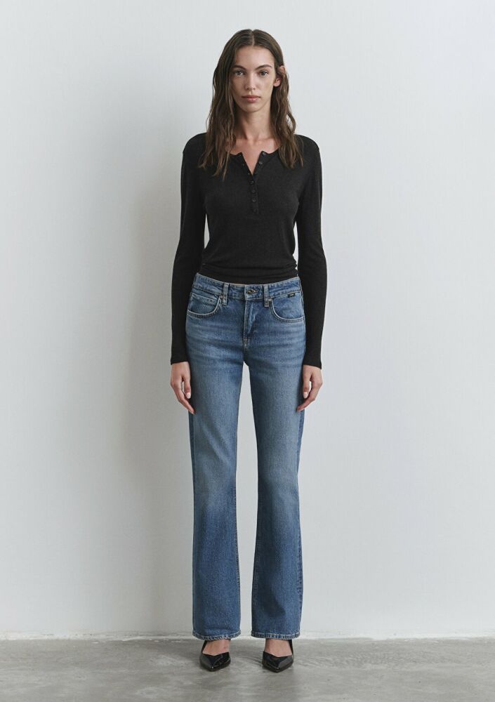 Mavi Alina Iconic Puslu Indigo Mavisi Flare Bootcut Normal Bel İspanyol Paça Kadın Jean Pantolon 1012577-90538 - 5