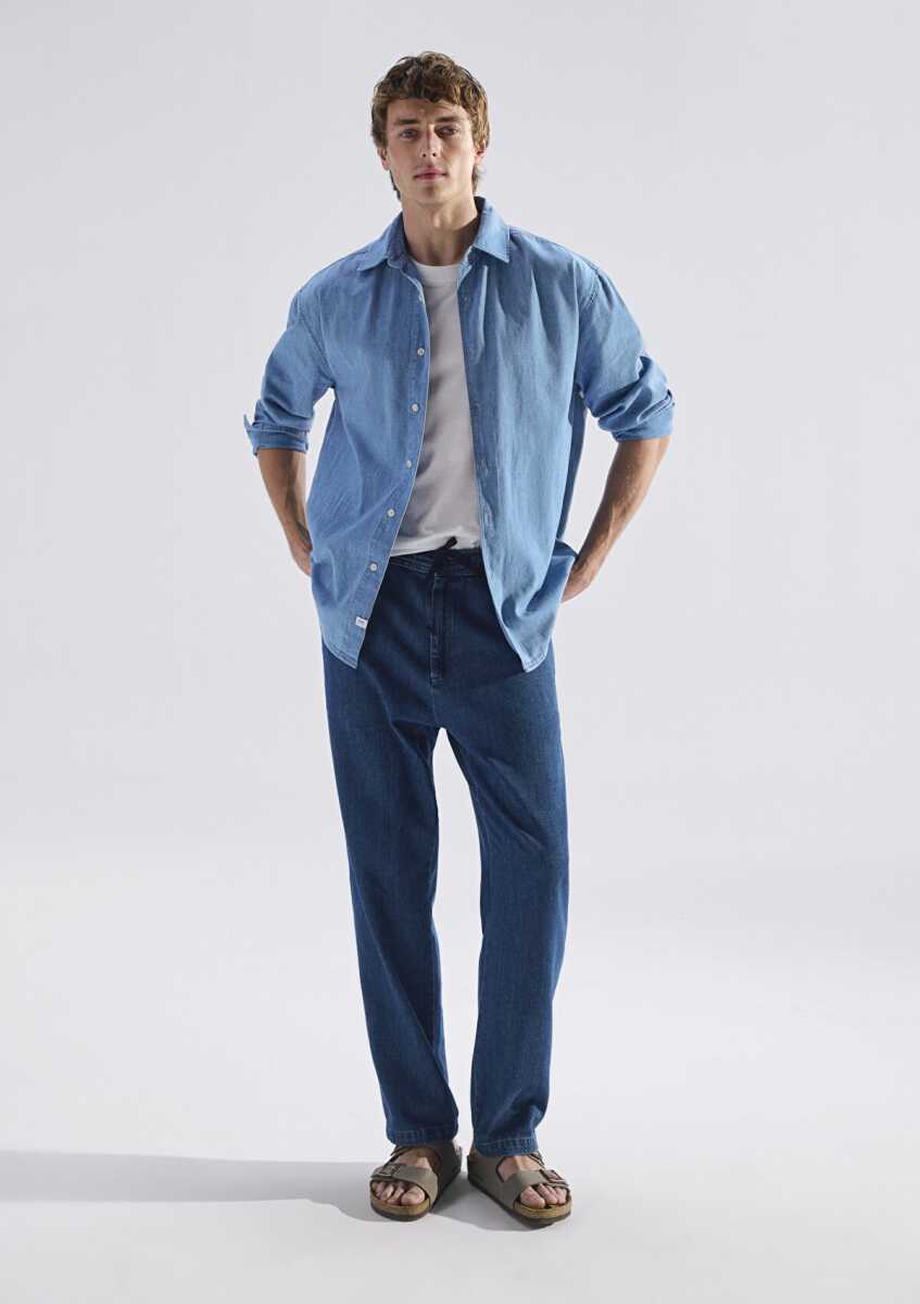 Mavi Andros Mavi Edition Indigo Mavisi Keten Karışımlı Erkek Jean Pantolon0021045-A3880