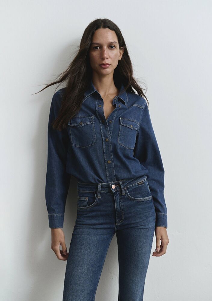 Mavi Angela Classic Denim Koyu Mavi Kadın Jean Gömlek 1210819-89252