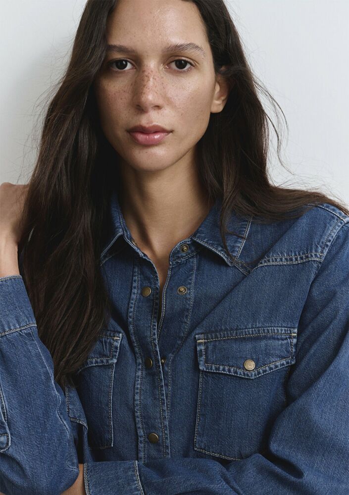 Mavi Angela Classic Denim Koyu Mavi Kadın Jean Gömlek 1210819-89252 (1)