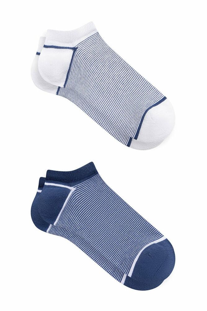 Mavi Ankle Gri Melanj Erkek Çorap 0910192-24386 - 1