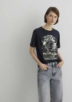 Mavi Astroloji Baskılı Kadın Tişört 1613172-70087 - Mavi (1)