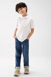 Mavi Basıc Polo Yaka Beyaz Çocuk Tişört 6610199-620 - Mavi (1)