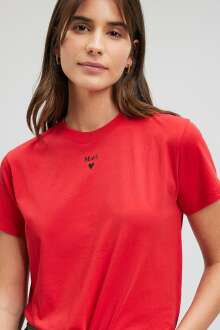 Mavi Baskılı Acı Kırmızı Kadın Tişört 1601185-82054 - Mavi (1)