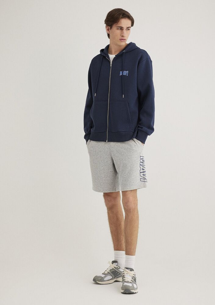 Mavi Baskılı Gri Erkek Şort 0410225-80196