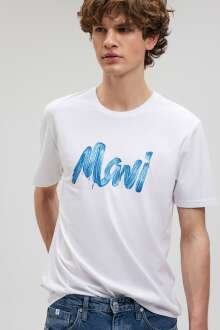 Mavi Baskılı Beyaz Erkek Tişört 0611321-620 - Mavi (1)