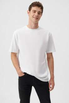 Mavi Baskılı Beyaz Erkek Tişört 0611855-620 - Mavi (1)