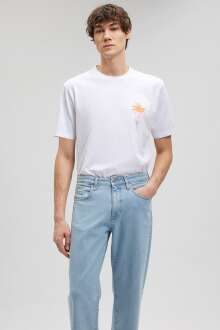 Mavi Baskılı Beyaz Erkek Tişört 0612068-620 - Mavi (1)