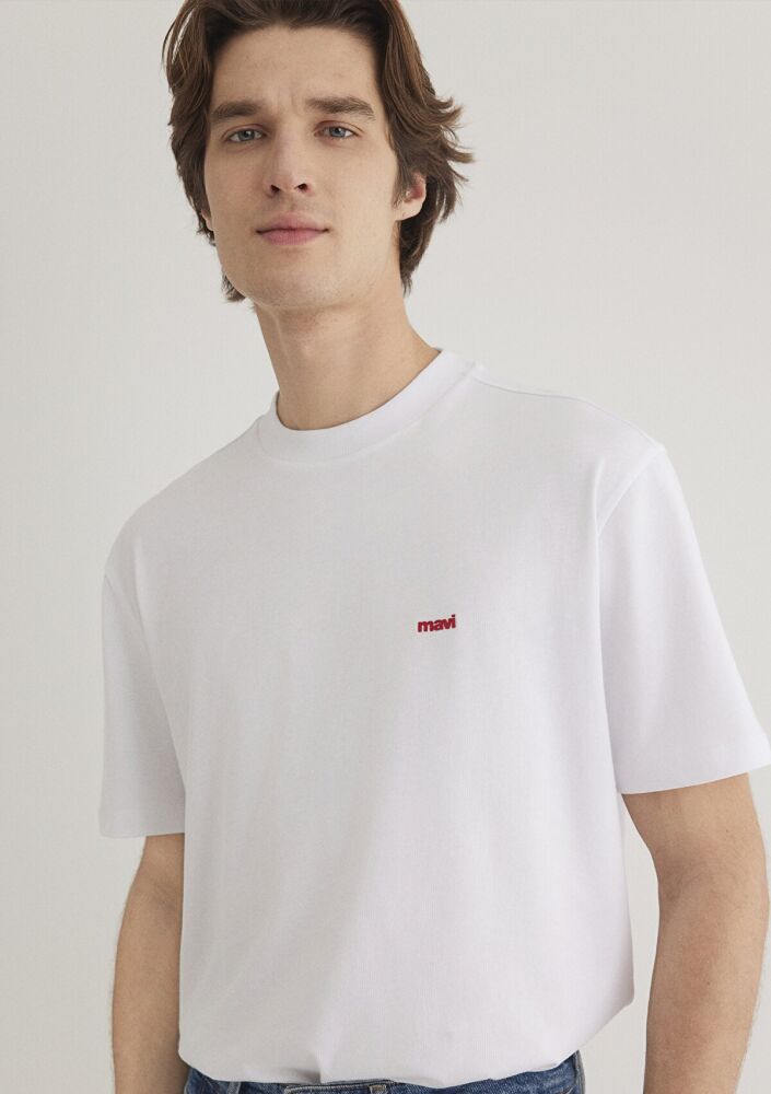 Mavi Baskılı Beyaz Erkek Tişört 0612216-620