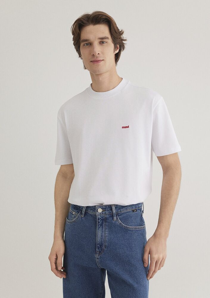 Mavi Baskılı Beyaz Erkek Tişört 0612216-620 (1)