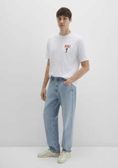 Mavi Baskılı Beyaz Erkek Tişört 0612861-620 - Mavi (1)