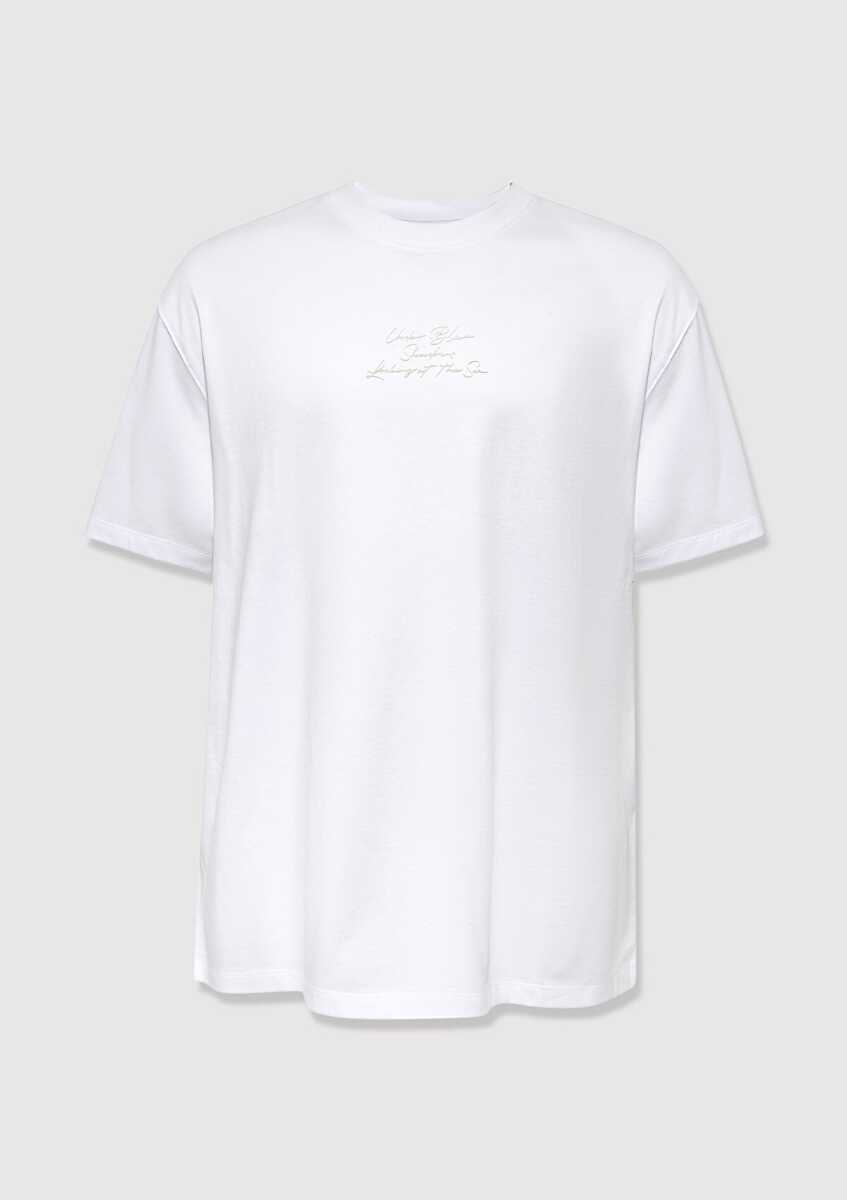Mavi Baskılı Beyaz Loose Fit Erkek Tişört 0613674-620