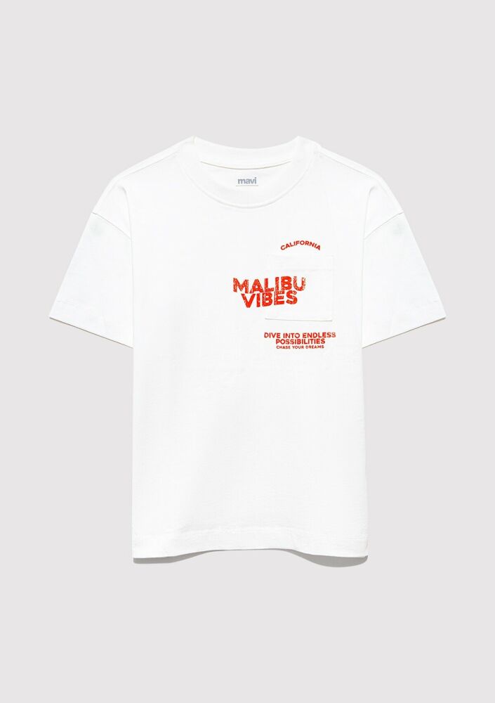 Mavi Baskılı Ekru Çocuk Tişört 6610327-70057 - 1