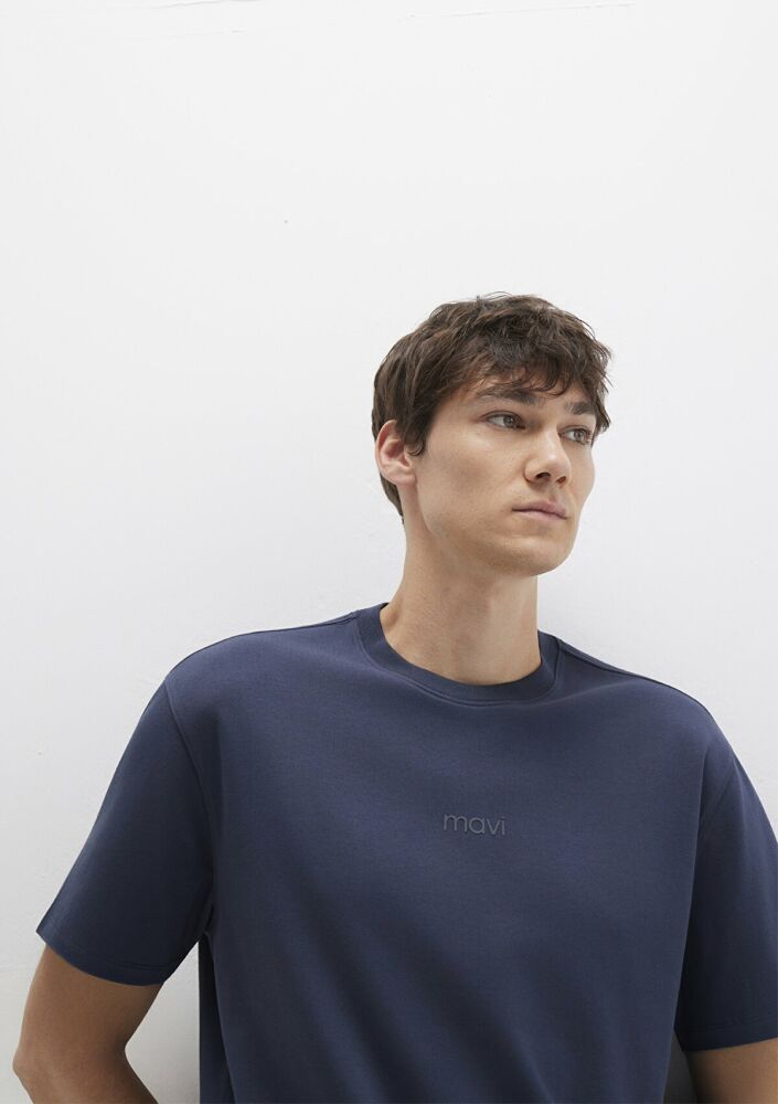 Mavi Baskılı Gece Mavi Erkek Tişört 0613102-85315