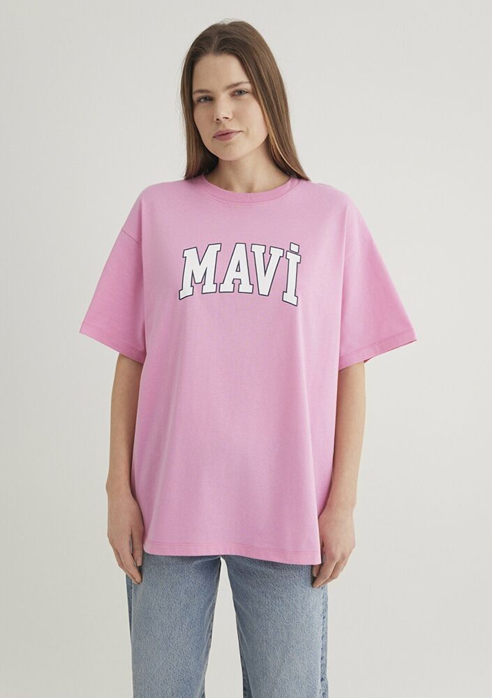 Mavi Baskılı Gül Pembe Kadın Tişört 1600843-71032 - 3