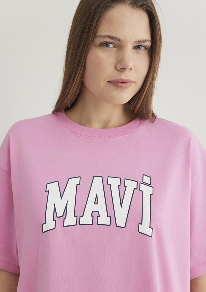 Mavi Baskılı Gül Pembe Kadın Tişört 1600843-71032 - 5
