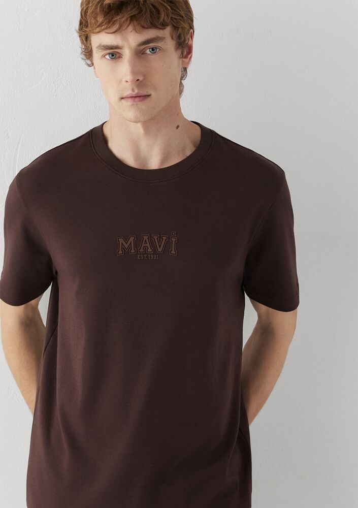 Mavi Baskılı Kahverengi Loose Fit Erkek Tişört 0613662-88083 (1)