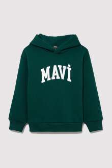 Mavi Baskılı Kapişonlu Yeşil Çocuk Sweat 6610110-81962 - Mavi (1)